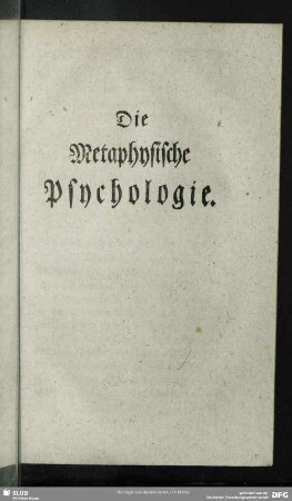 Die Metaphysische Psychologie