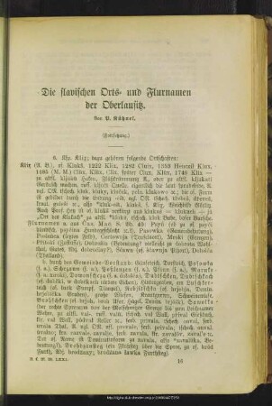Die slavischen Orts- und Flurnamen der Oberlausitz : (Fortsetzung)