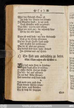 2) Ein Lied um andächtig zu beten.