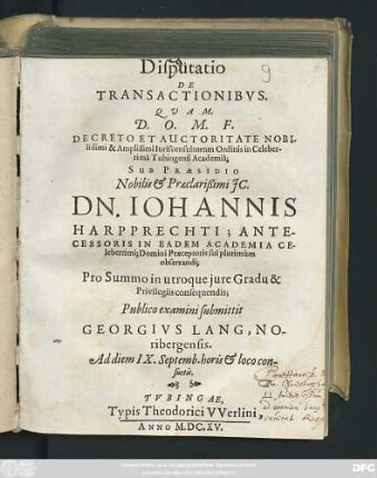 Disputatio De Transactionibus