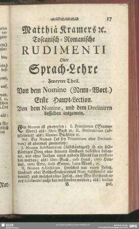 Zweyter Theil. Von dem Nomine (Nenn-Wort)