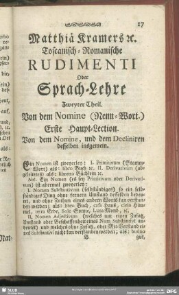 Zweyter Theil. Von dem Nomine (Nenn-Wort)