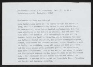 Brief von Gerhart Hauptmann an Stephan Kekulé von Stradonitz