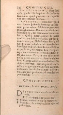 Quaestio CXIII. De ironia, in duos articulos divisa.