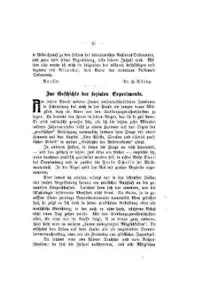 Zur Geschichte der sozialen Experimente