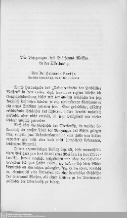 Die Besitzungen des Bisthums Meißen in der Oberlausitz
