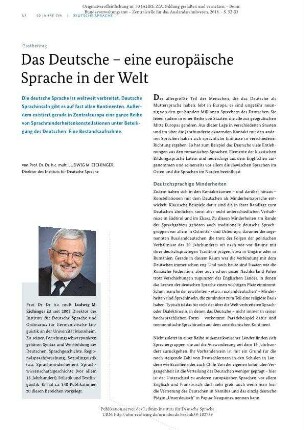 Das Deutsche – eine europäische Sprache in der Welt