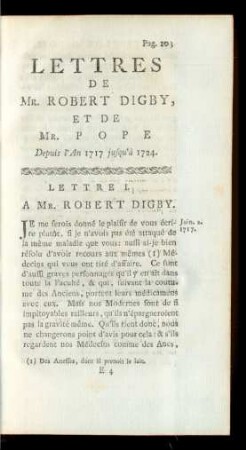Lettres De Mr. Robert Digby, Et De Mr. Pope