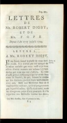 Lettres De Mr. Robert Digby, Et De Mr. Pope