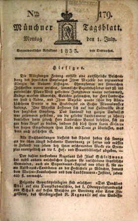 Münchener Tagblatt. 1833,[2] = Jg. 7, Juli - Dez.