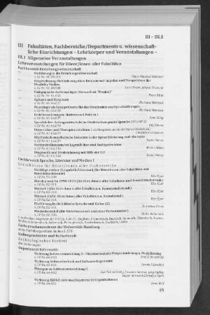 III.1 Allgemeine Veranstaltungen