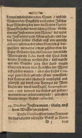 19. Dousons Instrument/ Saltz auß dem Wasser zu ziehen.