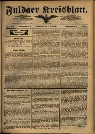 Erste Ausgabe vom Samstag, den 04. November 1905.