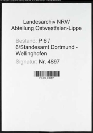 Sterberegister Standesamt Dortmund-Wellinghofen (XXI)