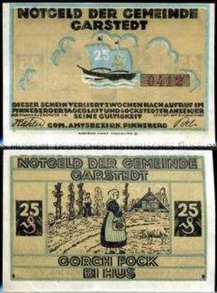Garstedt 25 Pfennig, Notgeldserie