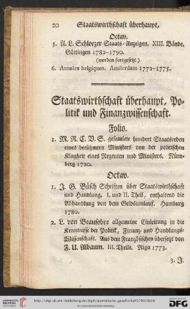 Staatswirthschaft ueberhaupt, Politik und Finanzwissenschaft