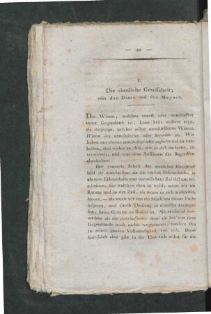 I. Die sinnliche Gewissheit; oder das Diese und das Meynen
