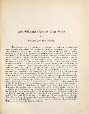 Ueber Gleichungen dritten und vierten Grades