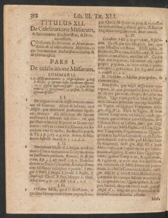 Titulus XLI. De Celebratione Missarum, & Sacramento Eucharistiae, & Divinis officiis