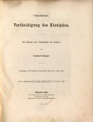 Demosthenes Vertheidigung des Klesiphon