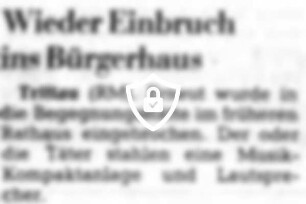 Wieder Einbruch im Bürgerhaus