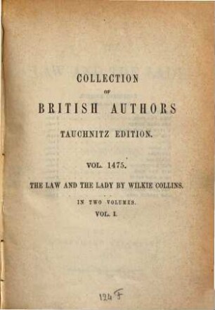The law and the lady : a novel ; in two volumes, 1