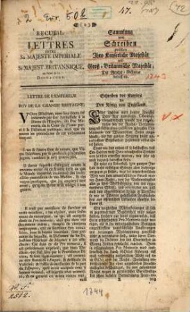 Recueil de Lettres entre Sa Majesté imperiale et Sa Maj. Britannique au sujet de la Dictature