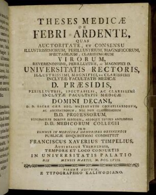 Theses Medicæ De Febri Ardente