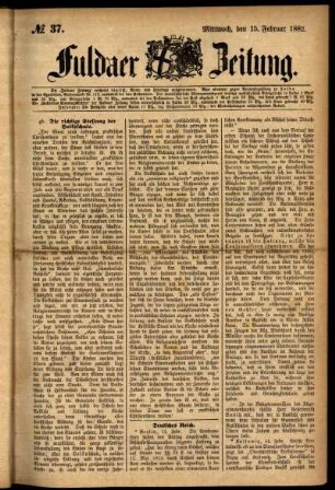 Ausgabe vom Mittwoch, den 15. Februar 1882.