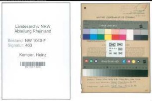 Entnazifizierung Heinz Kemper , geb. 20.12.1921 (Zollbetriebsassistent)