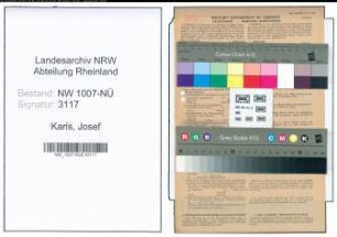 Entnazifizierung Josef Karis , geb. 28.04.1910 (Fahrer)