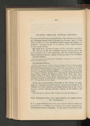 The Possibilities and Prospects of Irrigation in Australia. By T. A. Coghlan, I.S.O.