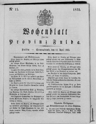 Nr. 15, Ausgabe vom 11. April 1835