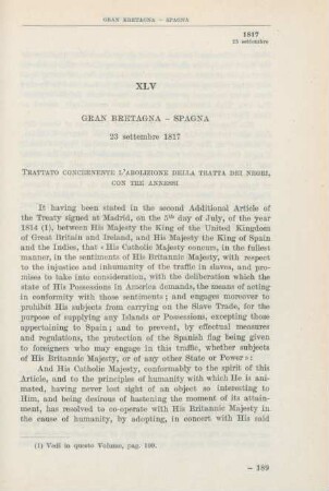 XLV Gran Bretagna - Spagna 23 settembre 1817