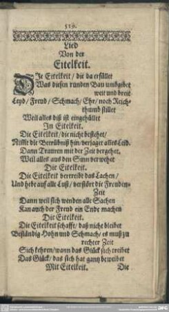 Lied, Von der Eitelkeit