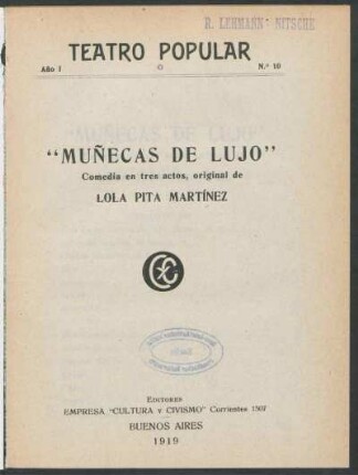 1.1919=Nr. 10: Muñecas de lujo : comedia en tres actos