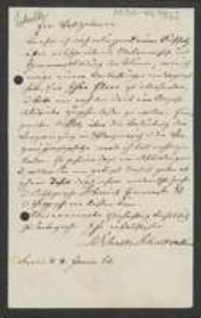 Brief von Karl Heinrich Schultz-Schultzenstein an Unbekannt