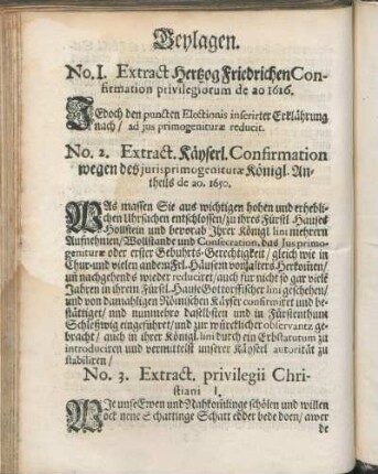 No. 1. Extract Hertzog Friedrichen Confirmation privilegiorum de ao 1616.