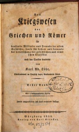 Das Kriegswesen der Griechen und Römer