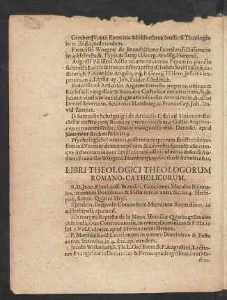 Libri Theologici Theologorum Romano-Catholicorum.