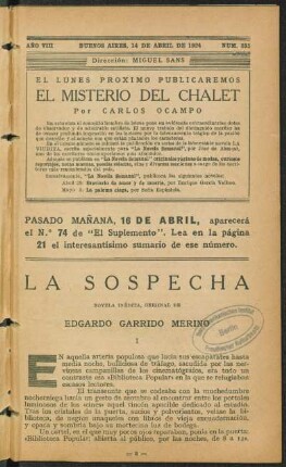1924008335: La sospecha : novela inédita