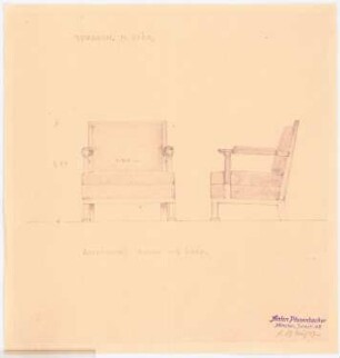 Haus Darré, Berlin-Dahlem Umbau: Sessel zum Sofa Vorraum 1:10