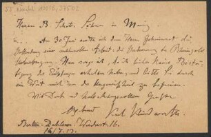 Brief an B. Schott's Söhne : 16.07.1913