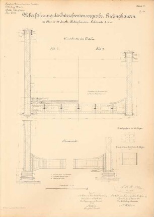 Dortmund-Ems-Kanal. Brücke, Lüdinghausen: Ansicht, Schnitt, Details 1:15
