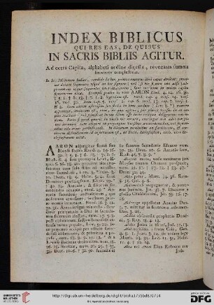 Index Biblicus qui res eas, de quibus in sacris bibliis agitur