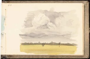 Skizzenbuch mit Aquarellen und Zeichnungen: Winterliche weite Landschaft mit kahlen Bäumen