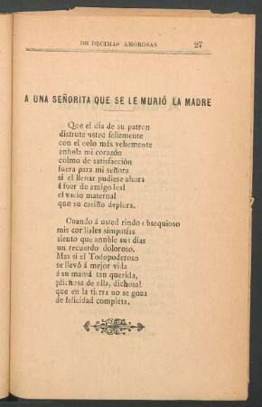 A una señorita que se le murío la madre