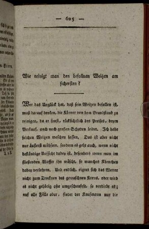 Wie reinigt man den befallnen Weitzen am sichersten?