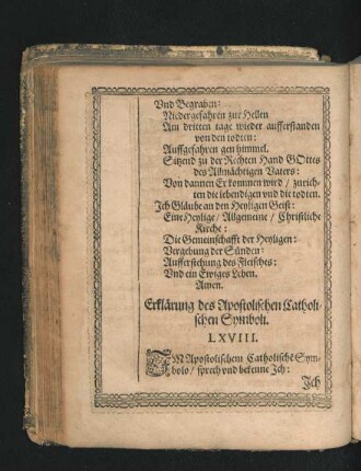 Erklärung des Apostolischen Catholischen Symboli. LXVIII.