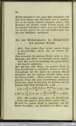 Die vier Rechnungsarten der Decimalbrüche und gemeinen Brüche